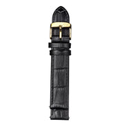 GV2 18mm Black Alligator Pattern Leather Strap Yellow Gold Buckle