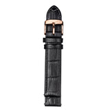 GV2 18mm Black Alligator Pattern Leather Strap Rose Gold Buckle