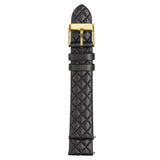 GV2 18mm Black Quilted Leather Strap Yellow Gold Buckle