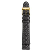 GV2 18mm Black Quilted Leather Strap Yellow Gold Buckle