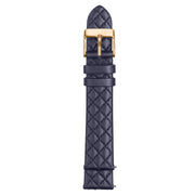 GV2 18mm Navy Blue Quilted Leather Strap Yellow Gold Buckle