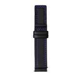 GV2 22mm Blue Stitched Black Leather Strap